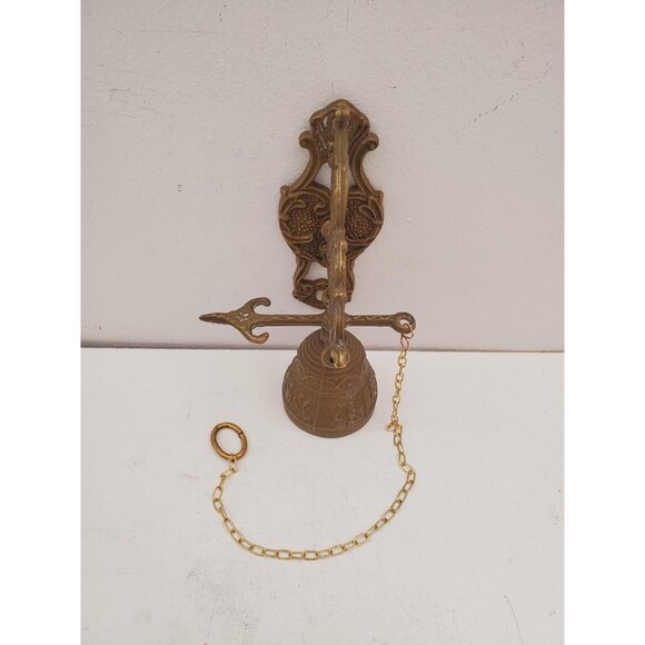Antique bronze monastery bell doorbell with angel 1940s Vocem meam audit Qui - Picture 7 of 10